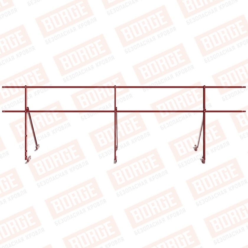 Ограждение кровельное Русский Рубеж H-90см, 3м, для фальцевой кровли, коричнево-красный (RAL 3011)