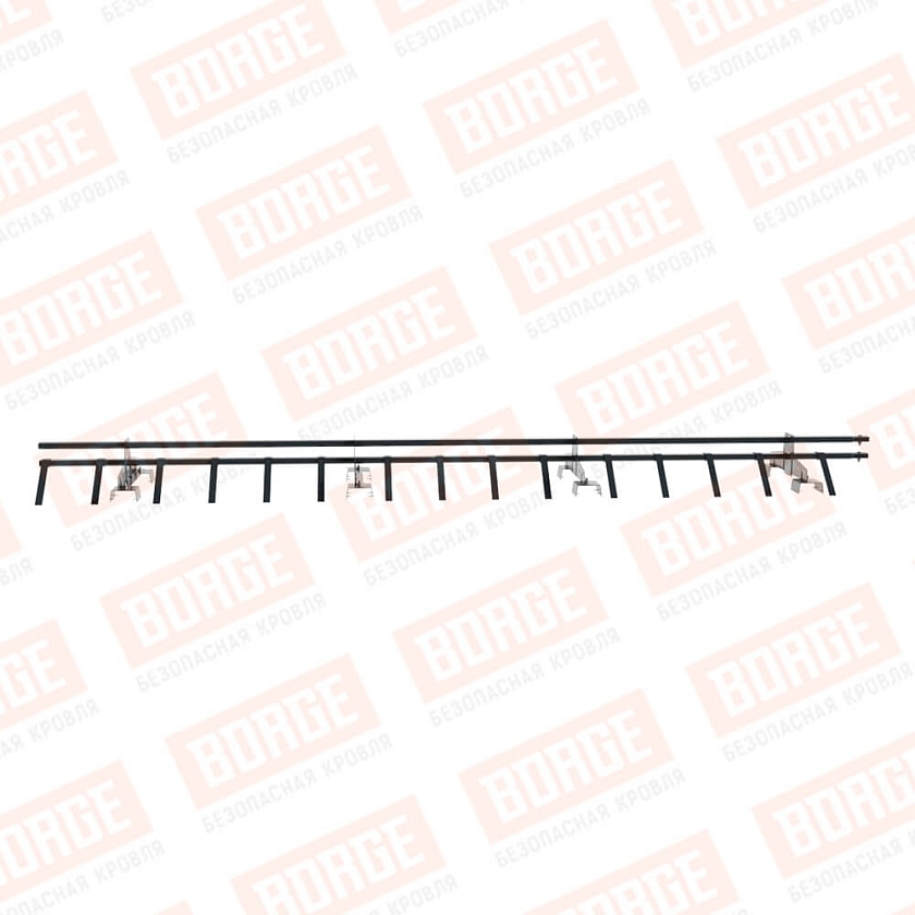 Снегозадержатель трубчатый BORGE 3м, 4 опоры, для профнастила Н-114, антрацитово-серый (RAL 7016)