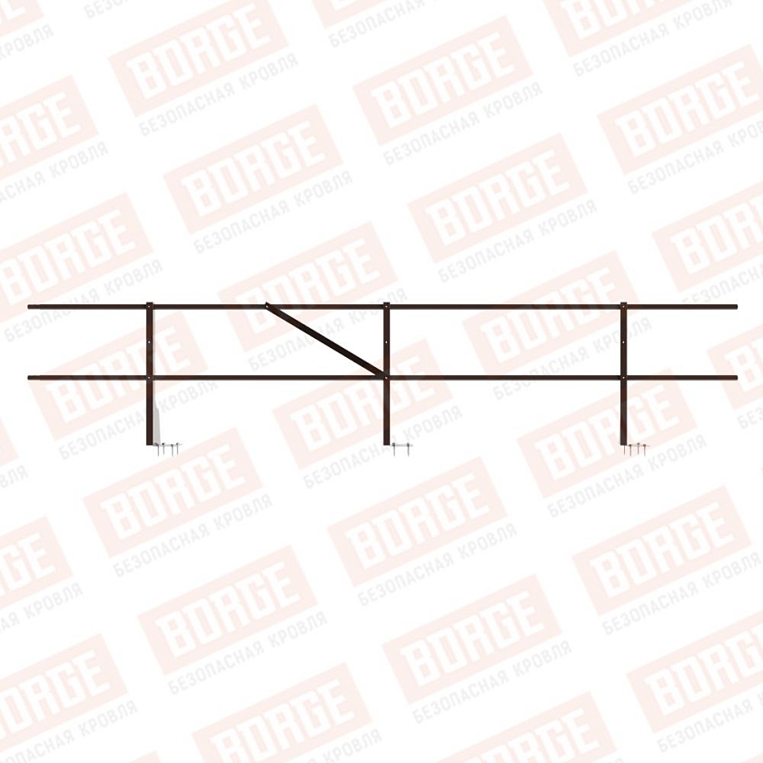 Ограждение плоских кровель NewLine Н-60, 3м, верхнее крепление, коричневый шоколад (RAL 8017)