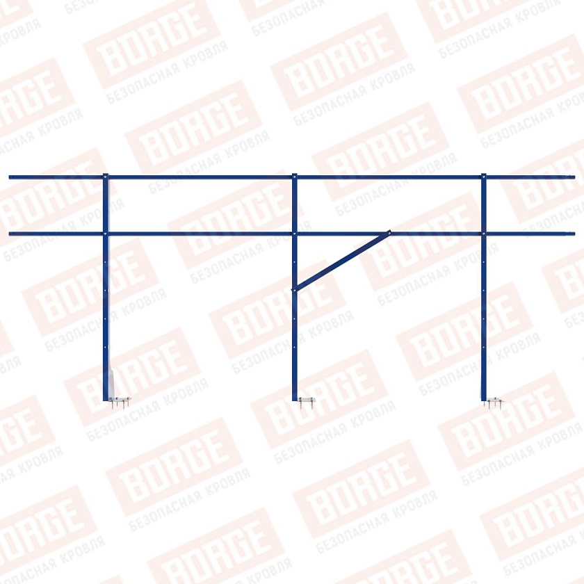 Ограждение плоских кровель NewLine Н-120, 3м, верхнее крепление, сигнально-синий (RAL 5005)
