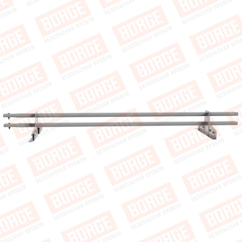 Снегозадержатель трубчатый Русский Рубеж 25х45мм, 1,5м, 2 опоры, для фальц. кров., сигнально-серый (RAL 7004)