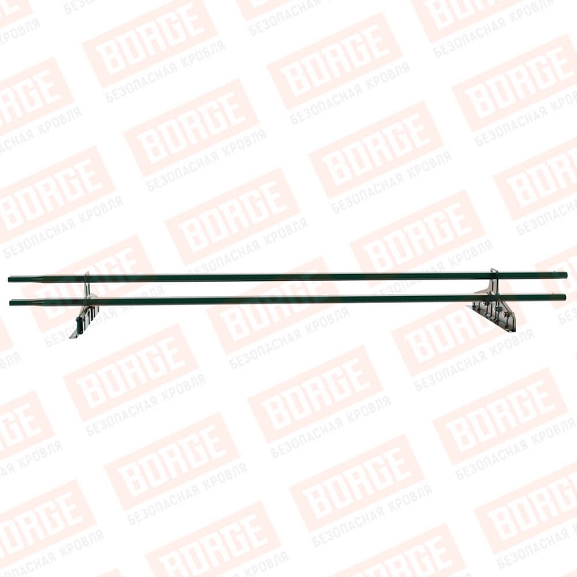 Снегозадержатель трубчатый Русский Рубеж 20х40мм, 1,5м, 2 опоры, для фальц. кровли, зеленый мох (RAL 6005)