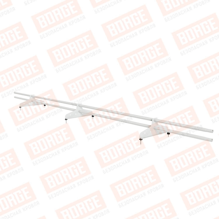 Снегозадержатель трубчатый NewLine 3м, D-25мм, 3 опоры, сигнально-белый (RAL 9003)