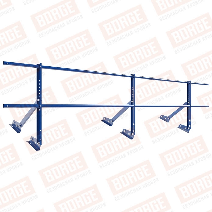 Ограждение кровельное Русский Рубеж H-60см, 3м, для фальцевой кровли, сигнально-синий (RAL 5005)