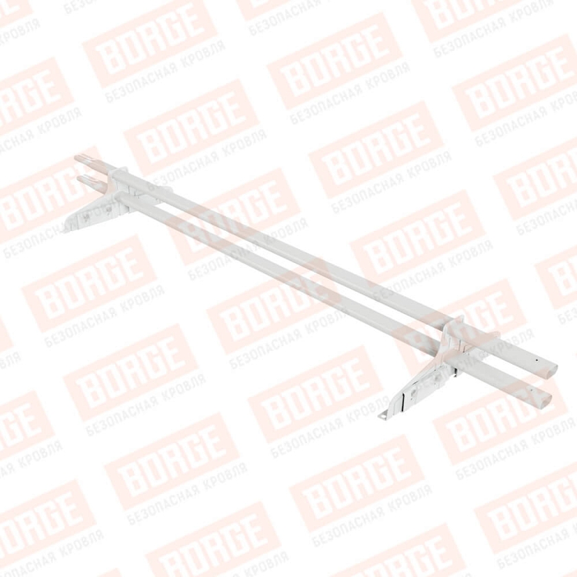 Снегозадержатель трубчатый Русский Рубеж 20х40мм, 1,5м, 2 опоры, для фальц. кровли, сигнально-белый (RAL 9003)