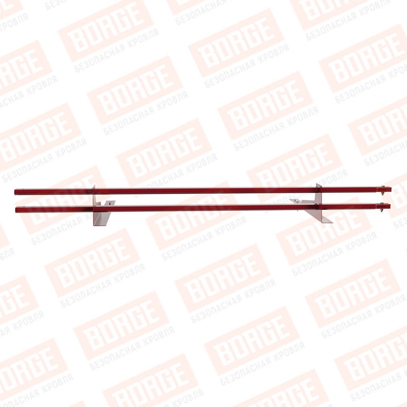 Снегозадержатель трубчатый BORGE 1,5м, 2 опоры, для гибкой черепицы,  рубиново-красный (RAL 3003)