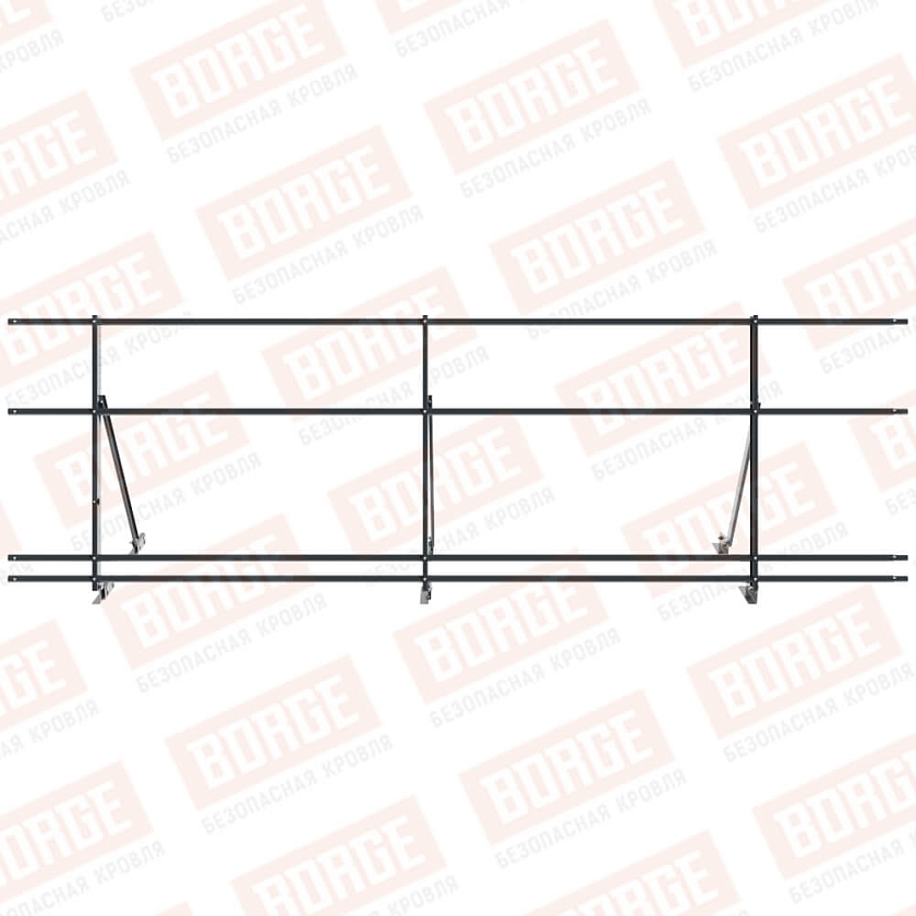 Ограждение кровельное Русский Рубеж H-90см, 3м, для фальцевой кровли, антрацитово-серый (RAL 7016), с двумя доп. трубами