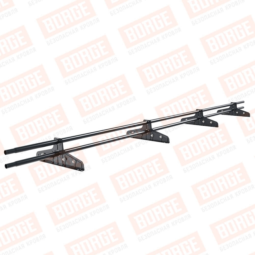 Снегозадержатель трубчатый Русский Рубеж D-25мм, 3м, 4 опоры, для фальц. кровли, антрацитово-серый (RAL 7016)