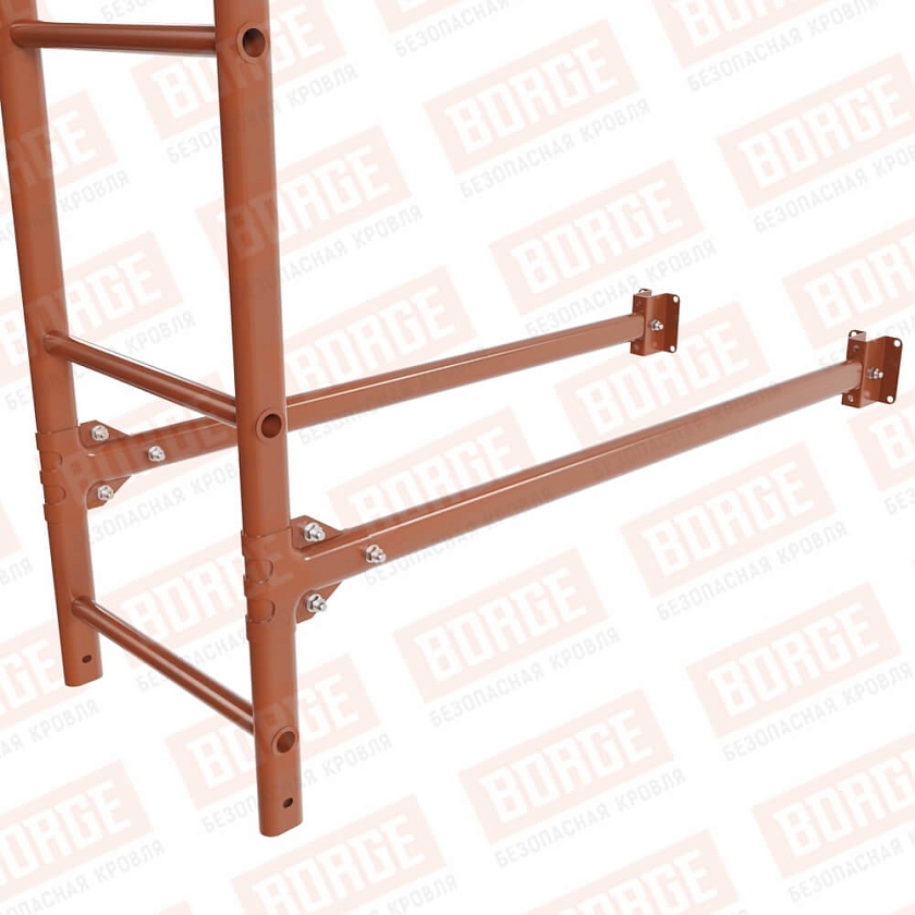 Комплект лестница фасадная BORGE (нижняя секция), 2,7м, терракотовый (RAL 8004)