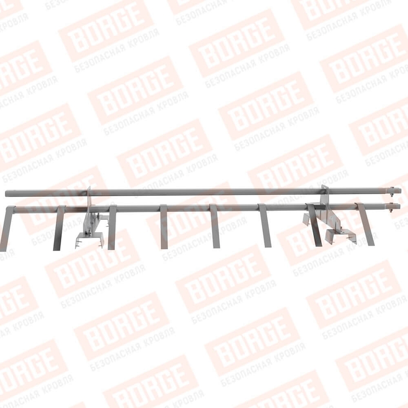 Снегозадержатель трубчатый BORGE 1,5м, 2 опоры, для профнастила Н-114, сигнально-серый (RAL 7004)