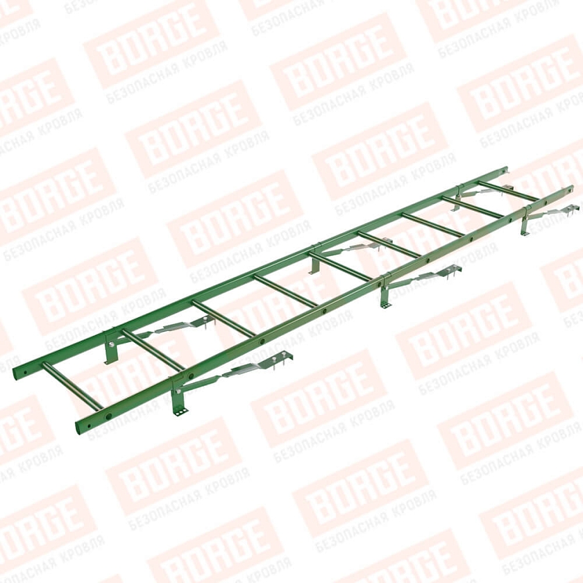 Комплект лестница кровельная BORGE 2,7м, для штучной черепицы, лиственно-зеленый (RAL 6002)