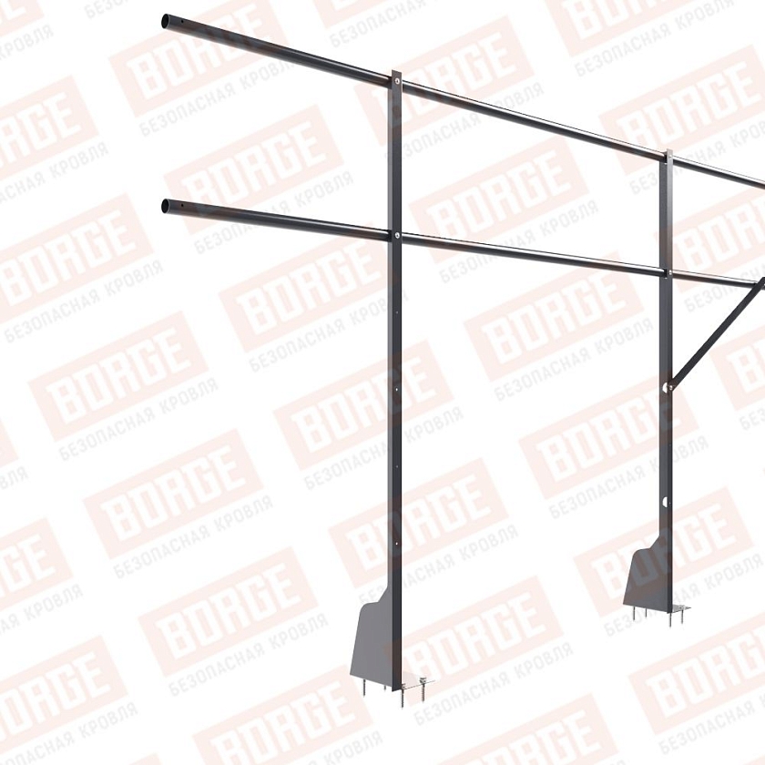 Ограждение плоских кровель Русский Рубеж Н-120, 3м, верхнее крепление, серый графит (RAL 7024)