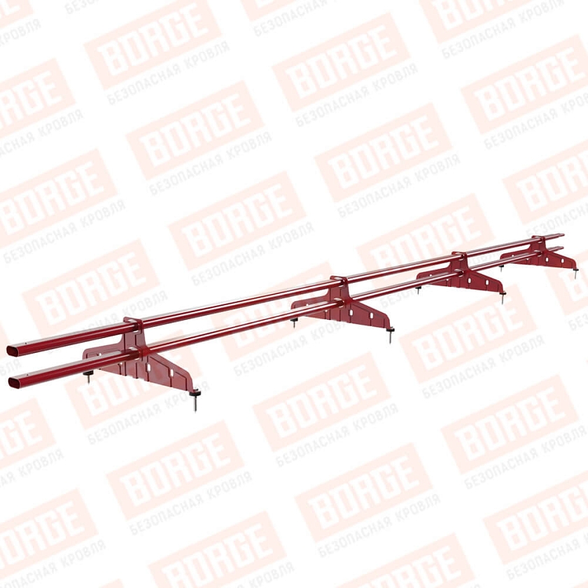 Снегозадержатель трубчатый Русский Рубеж 20х40мм, 3м, 4 опоры, рубиново-красный (RAL 3003)