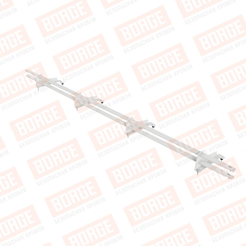 Снегозадержатель трубчатый BORGE 3м, 4 опоры, для МЧ с выс. ступен., сигнально-белый (RAL 9003), 350мм