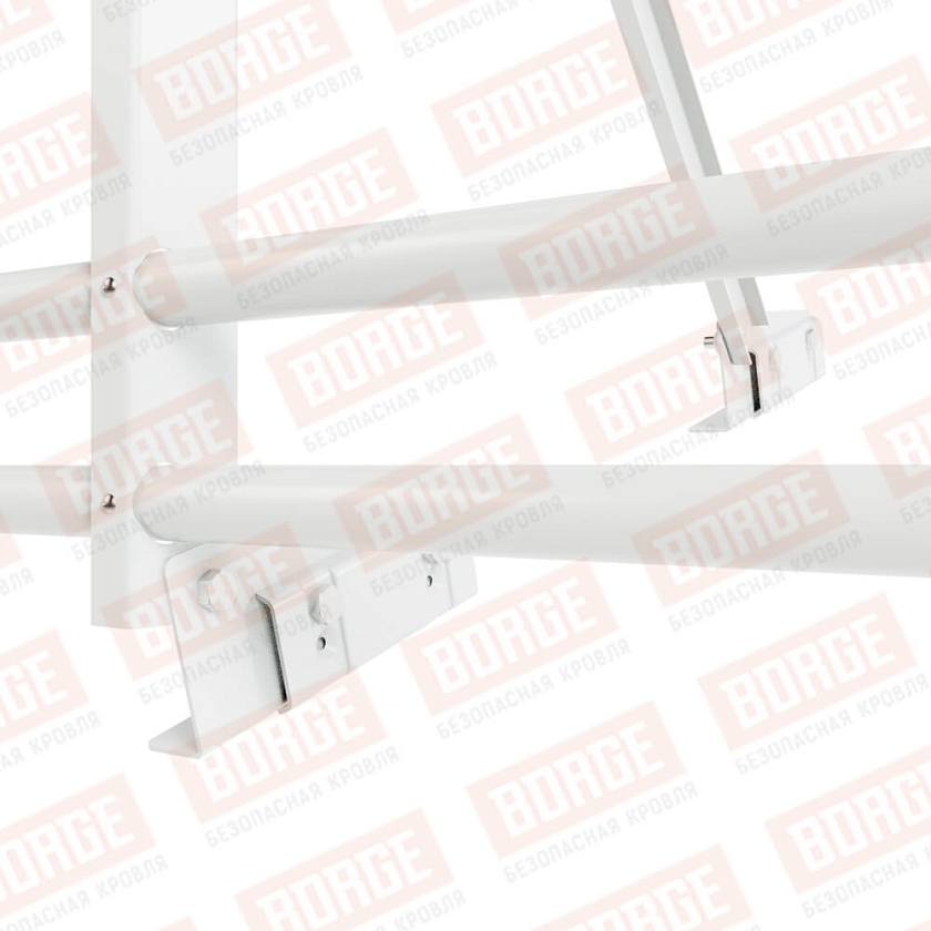 Ограждение кровельное Русский Рубеж H-120см, 3м, для фальцевой кровли, сигнально-белый (RAL 9003), с двумя доп. трубами