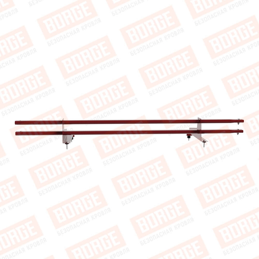 Снегозадержатель трубчатый Русский Рубеж 1,5м, 2 опоры, для МЧ с выс. ступ., коричнево-красный (RAL 3011), 400мм