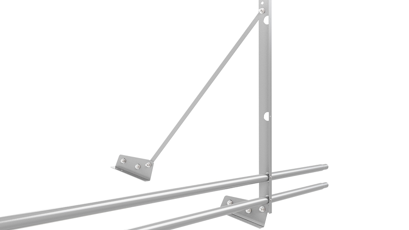 Ограждение кровельное NewLine H-120см, 3м, для фальц. кров., сигнально-серый (RAL 7004), с двумя доп. трубами