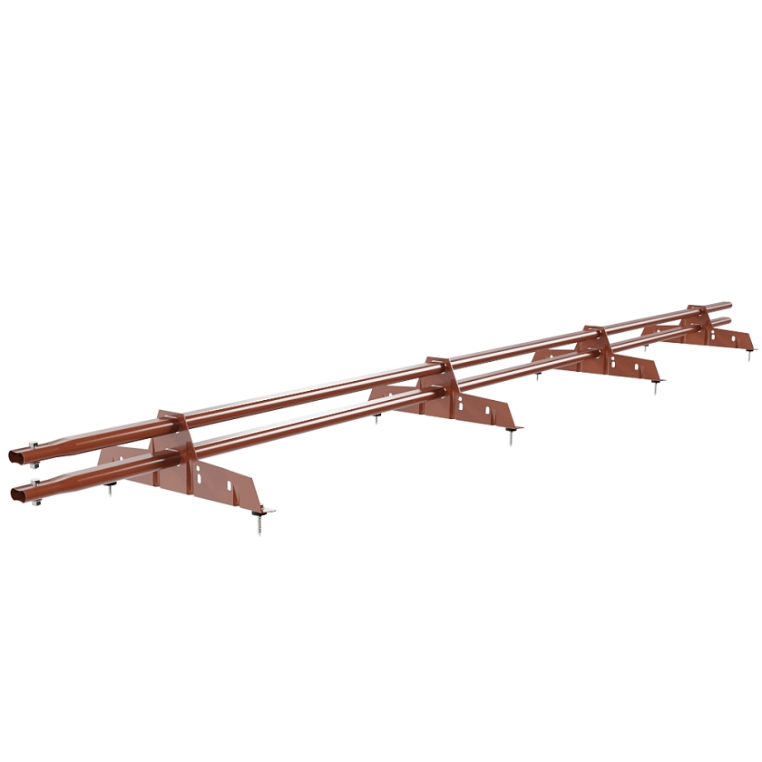 Снегозадержатель трубчатый Русский Рубеж 25х45мм, 3м, 4 опоры, терракотовый (RAL 8004)