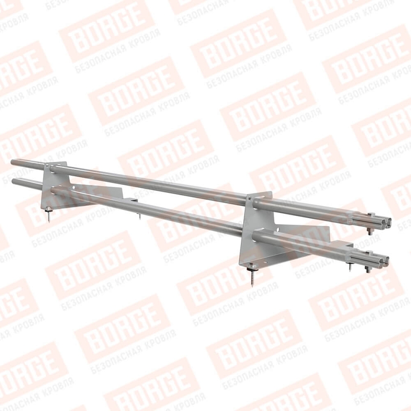 Снегозадержатель трубчатый BORGE 1,5м, 2 опоры, для МЧ с выс. ступ., бело-алюминиевый (RAL 9006), 350мм