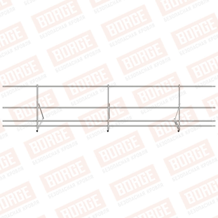 Ограждение декоративное NewLine H-60см, 3м, бело-алюминиевый (RAL 9006), с двумя доп. трубами