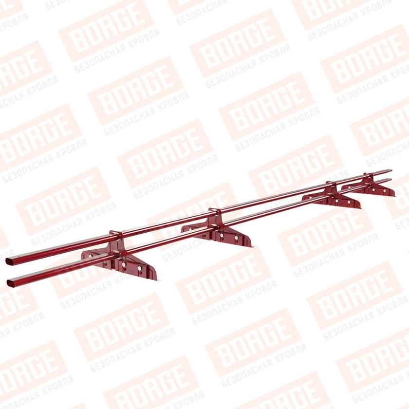 Снегозадержатель трубчатый Русский Рубеж 20х40мм, 3м, 4 опоры, для фальц. кровли, рубиново-красный (RAL 3003)