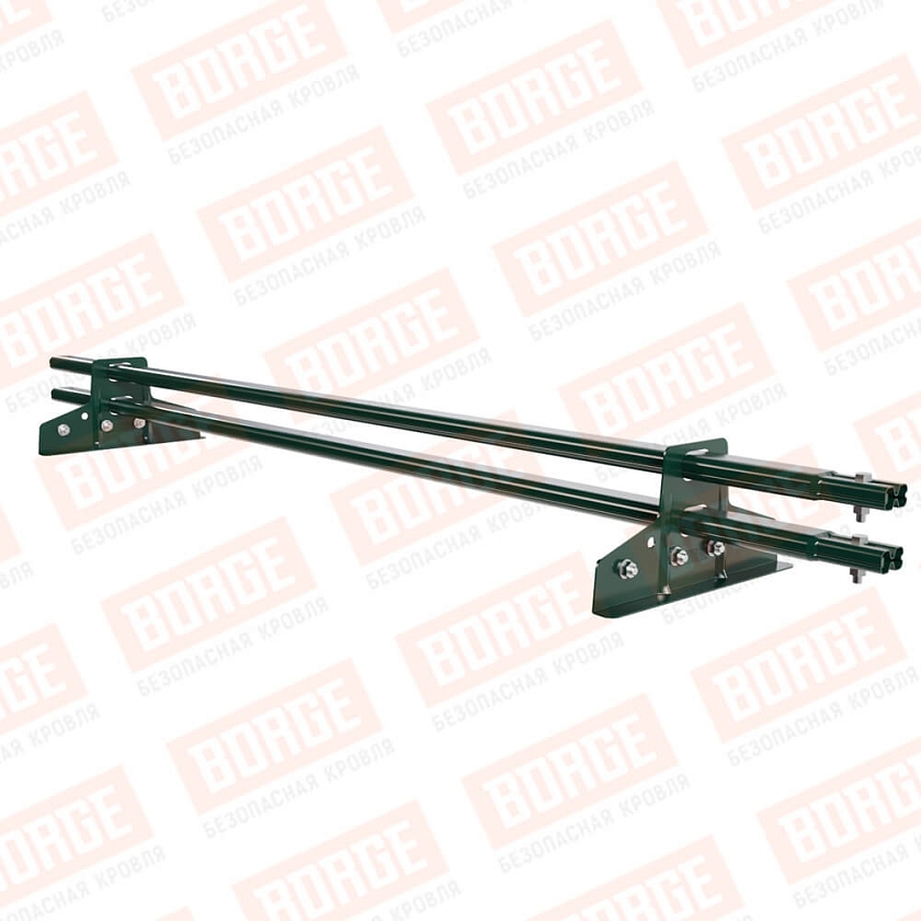 Снегозадержатель трубчатый BORGE 1,5м, 2 опоры, для фальцевой кровли, зеленый мох (RAL 6005)