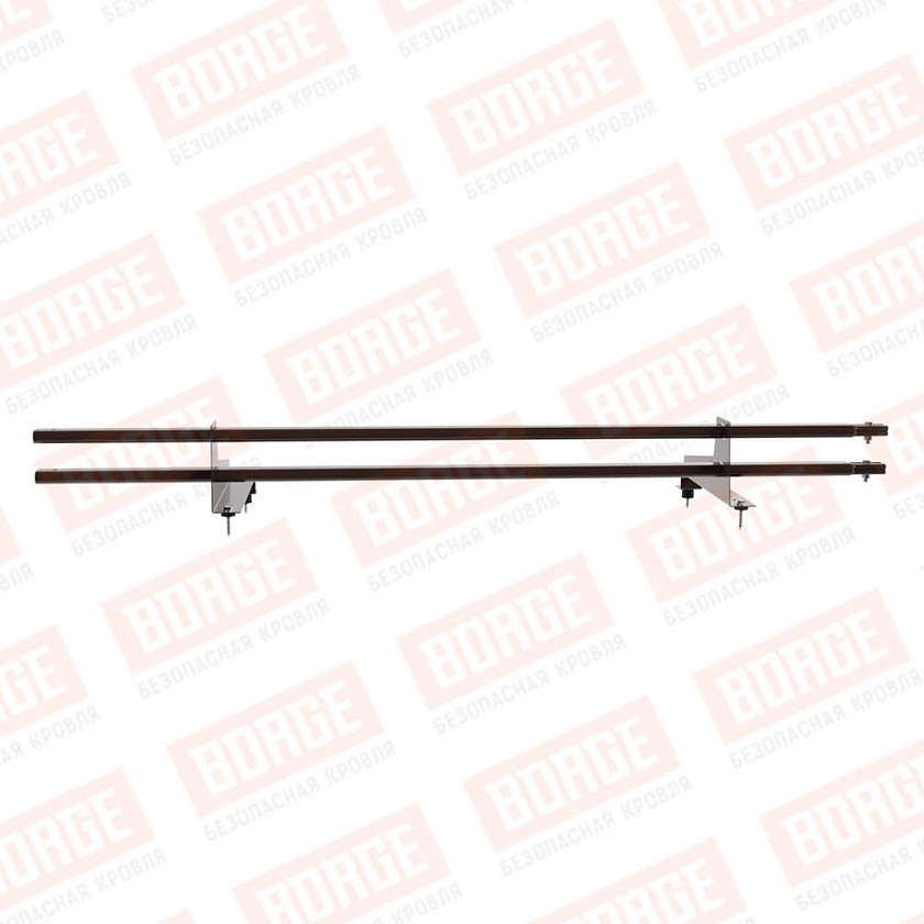 Снегозадержатель трубчатый BORGE 1,5м, 2 опоры, для МЧ с выс. ступ., коричневый шоколад (RAL 8017), 350мм