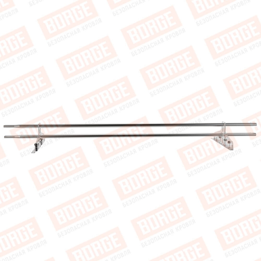 Снегозадержатель трубчатый Русский Рубеж 20х40мм, 1,5м, 2 опоры, для фальц. кровли, цинк