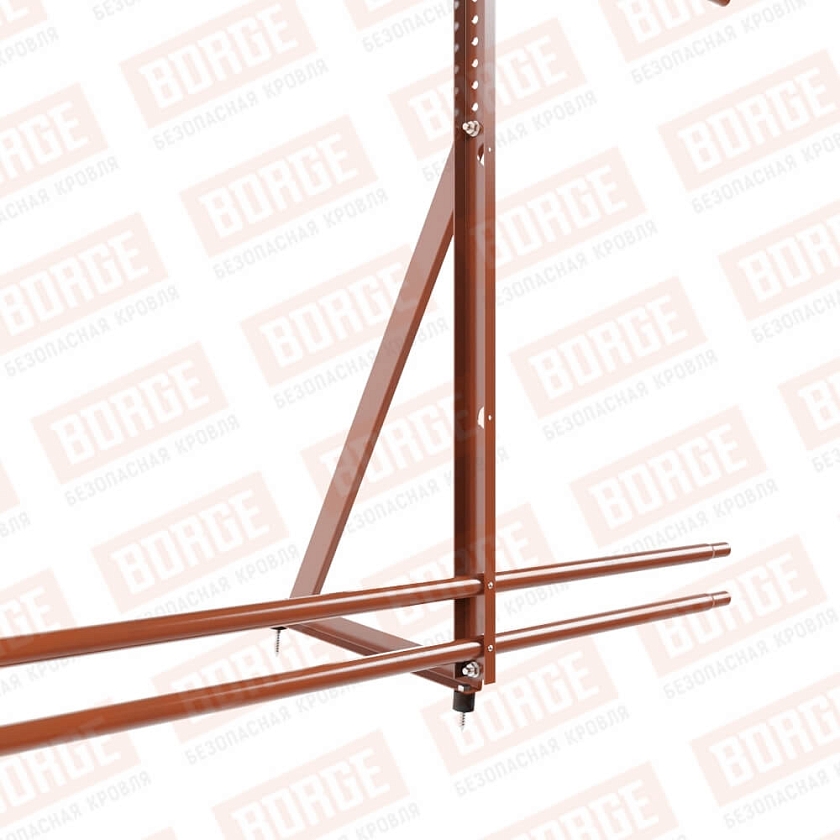 Ограждение кровельное Русский Рубеж H-120см, 3м, терракотовый (RAL 8004), с двумя доп. трубами
