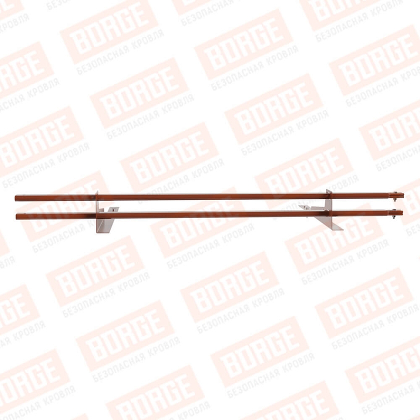 Снегозадержатель трубчатый BORGE 1,5м, 2 опоры, для гибкой черепицы,  терракотовый (RAL 8004)