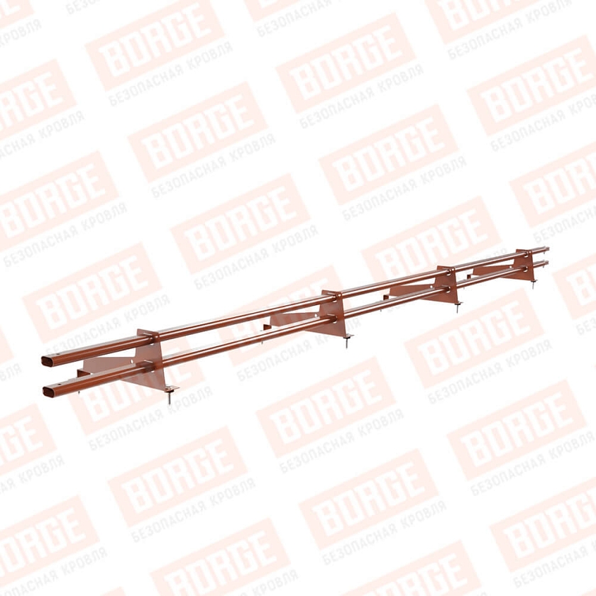 Снегозадержатель трубчатый BORGE 3м, 4 опоры, для МЧ с выс. ступен., терракотовый (RAL 8004), 350мм
