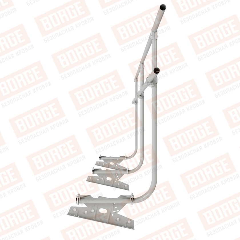 Ограждение кровельное BORGE H-120см, 3м, для фальцевой кровли, бело-алюминиевый (RAL 9006)