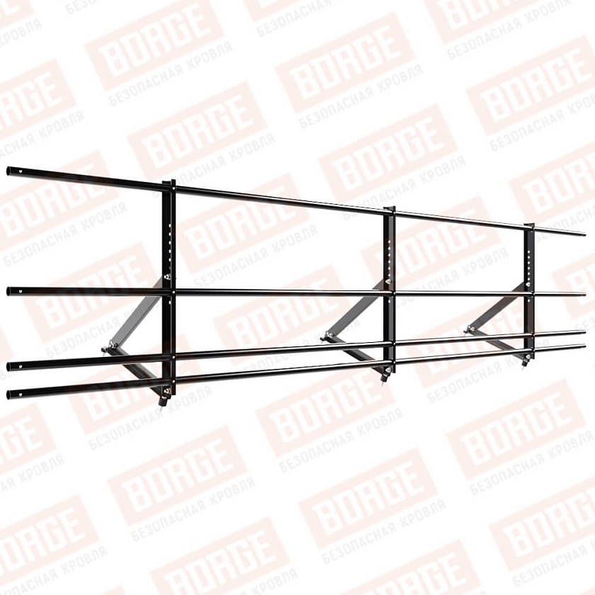 Ограждение кровельное Русский Рубеж H-60см, 3м, чёрный (RAL 9005), с двумя доп. трубами