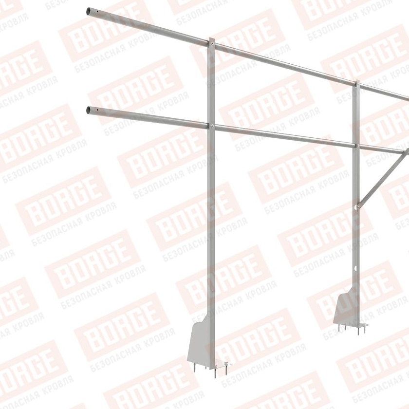 Ограждение плоских кровель Русский Рубеж Н-120, 3м, верхнее крепление, бело-алюминиевый (RAL 9006)