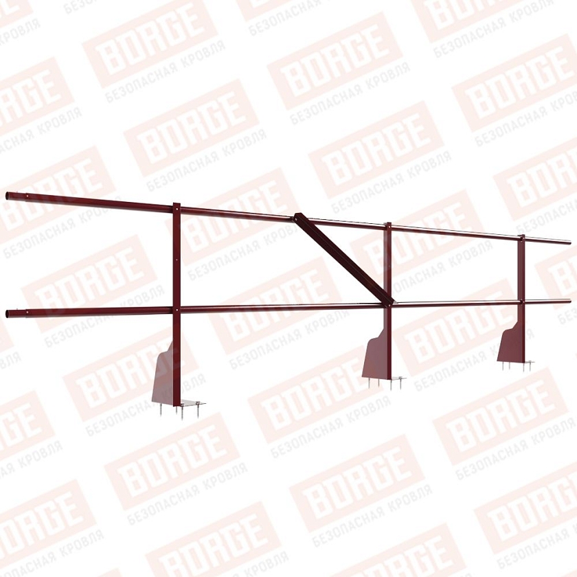 Ограждение плоских кровель NewLine Н-60, 3м, верхнее крепление, красное вино (RAL 3005)