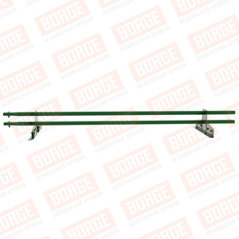 Снегозадержатель трубчатый Русский Рубеж 25х45мм, 1,5м, 2 опоры, для фальц. кров., лиственно-зеленый (RAL 6002)