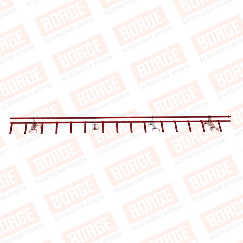 Снегозадержатель трубчатый BORGE 3м, 4 опоры, для профнастила Н-114, рубиново-красный (RAL 3003)