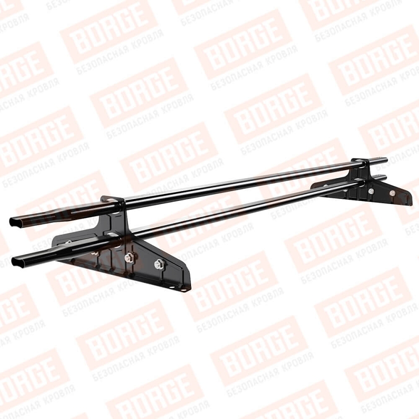 Снегозадержатель трубчатый Русский Рубеж 20х40мм, 1,5м, 2 опоры, для фальц. кровли, чёрный (RAL 9005)