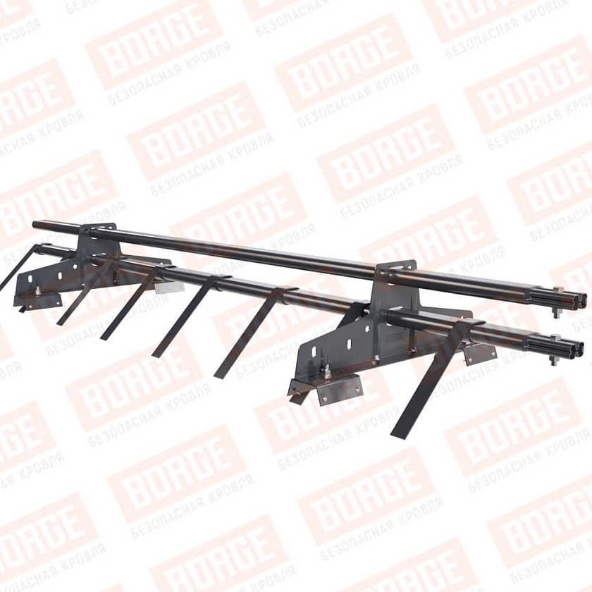 Снегозадержатель трубчатый BORGE 1,5м, 2 опоры, для профнастила Н-60, Н-75, серый графит (RAL 7024 matt)