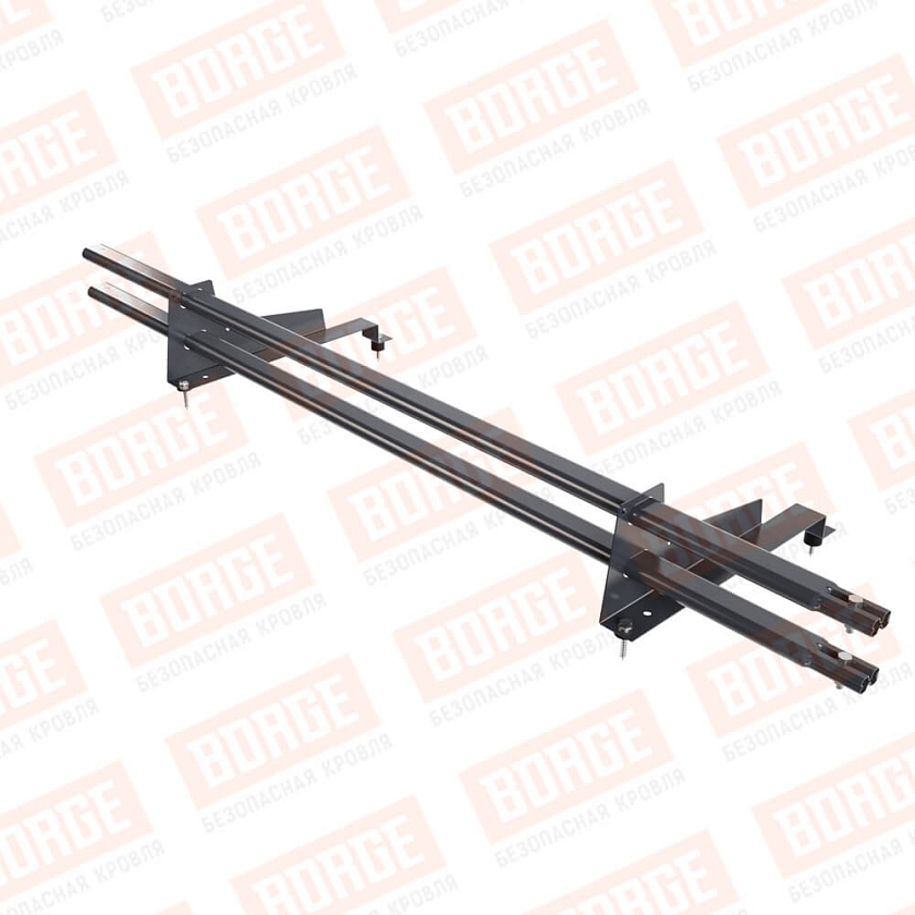 Снегозадержатель трубчатый BORGE 1,5м, 2 опоры, для МЧ с выс. ступ., серый графит (RAL 7024 matt), 400мм