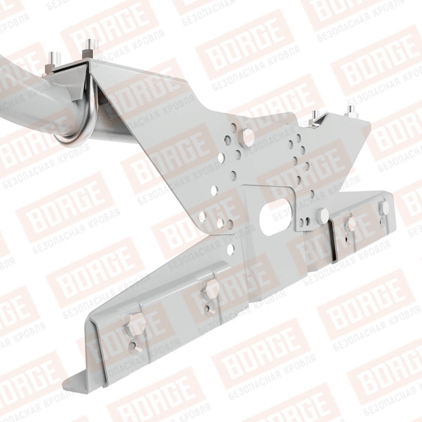 Ограждение кровельное BORGE H-120см, 3м, для фальцевой кровли, бело-алюминиевый (RAL 9006)