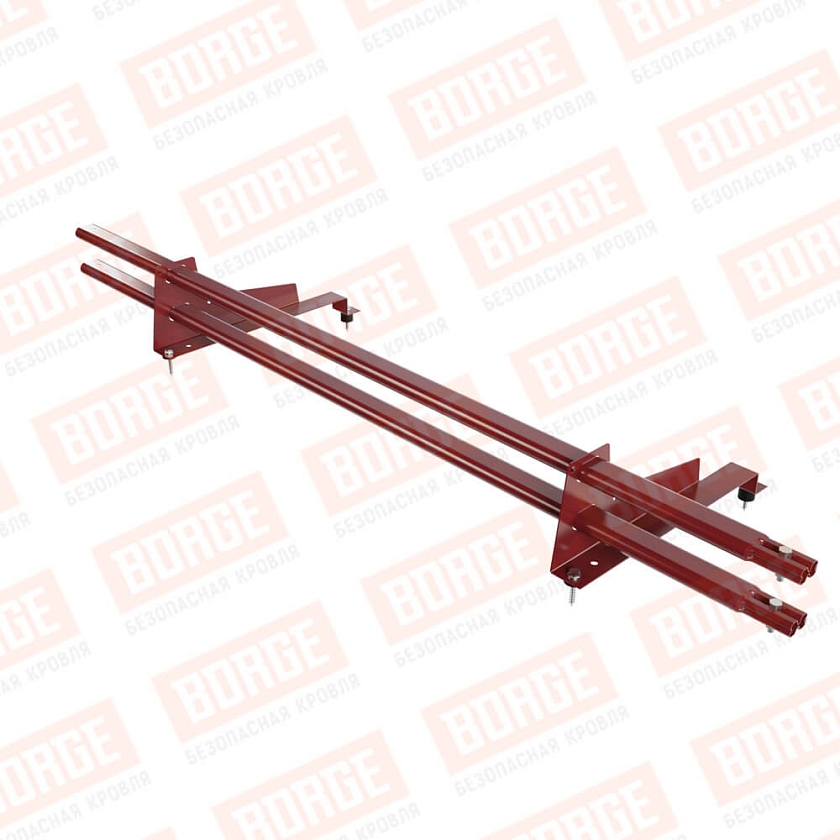 Снегозадержатель трубчатый BORGE 1,5м, 2 опоры, для МЧ с выс. ступ., коричнево-красный (RAL 3011), 400мм