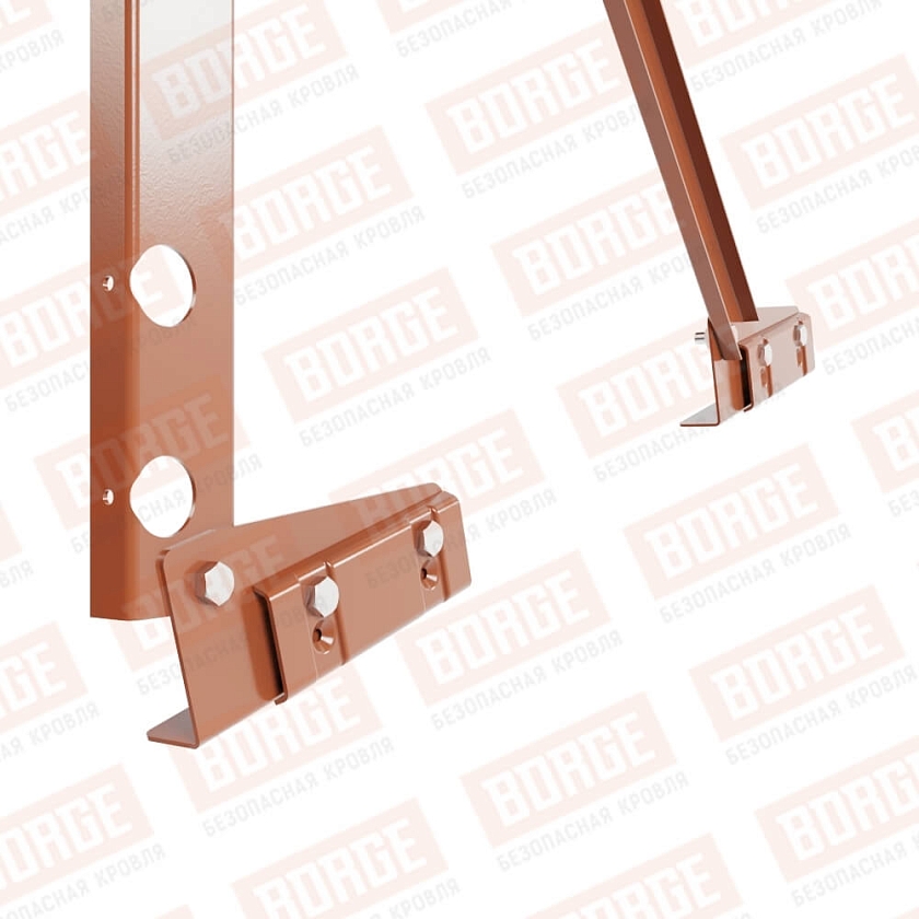 Ограждение кровельное Русский Рубеж H-120см, 3м, для фальцевой кровли, терракотовый (RAL 8004)