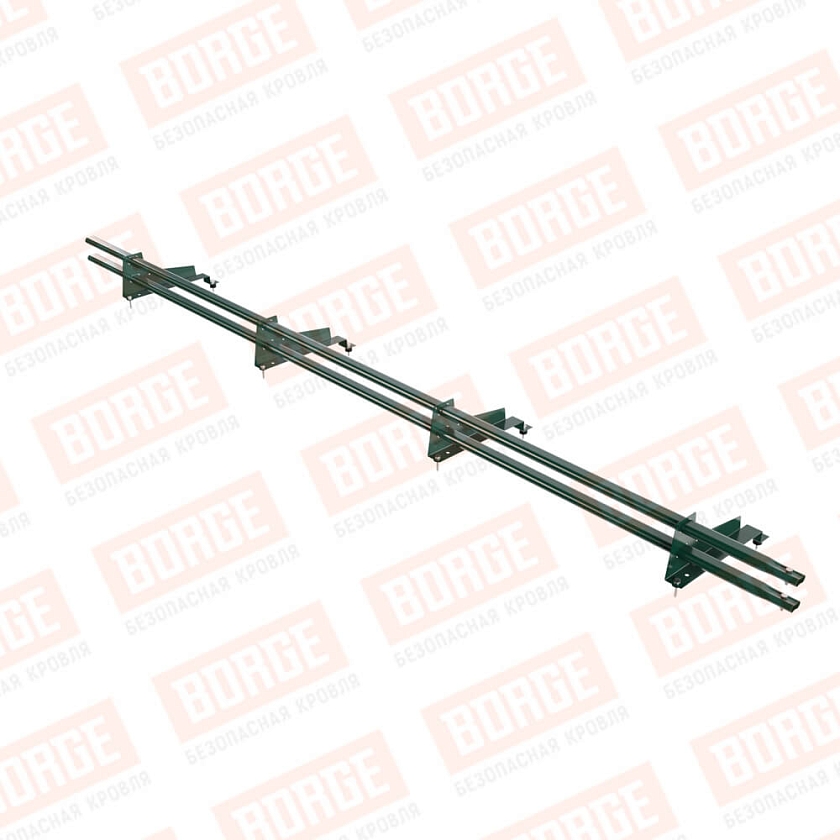 Снегозадержатель трубчатый Русский Рубеж 3м, 4 опоры, для МЧ с выс. ступенькой, зеленый мох (RAL 6005), 350мм