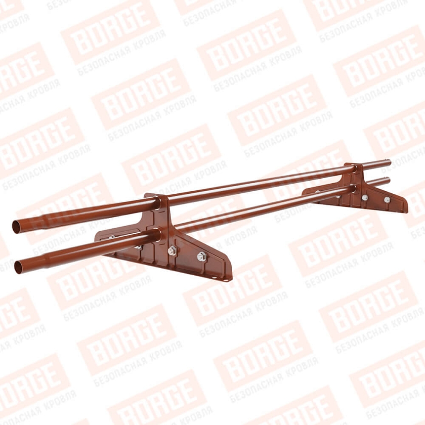 Снегозадержатель трубчатый Русский Рубеж D-25мм, 1,5м, 2 опоры, для фальц. кров., терракотовый (RAL 8004)