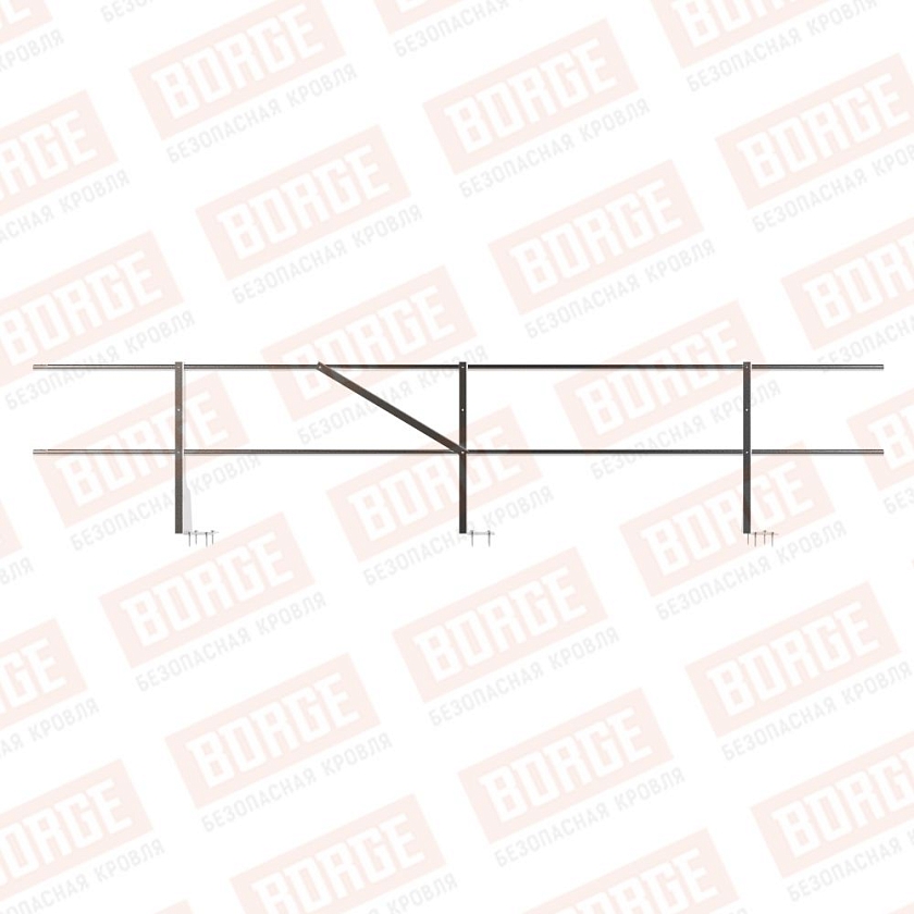 Ограждение плоских кровель Русский Рубеж Н-60, 3м, верхнее крепление, цинк