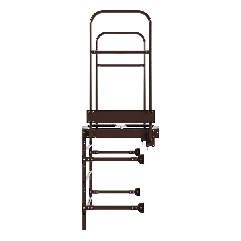 Лестница пожарная П1-1 с площадкой переходной 800х800мм BORGE, Н-1м, W-0.8м, оцинк., коричневый шоколад (RAL 8017)