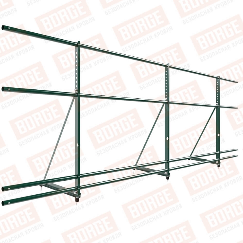 Ограждение декоративное NewLine H-90см, 3м, зеленый мох (RAL 6005), с двумя дополнительными трубами