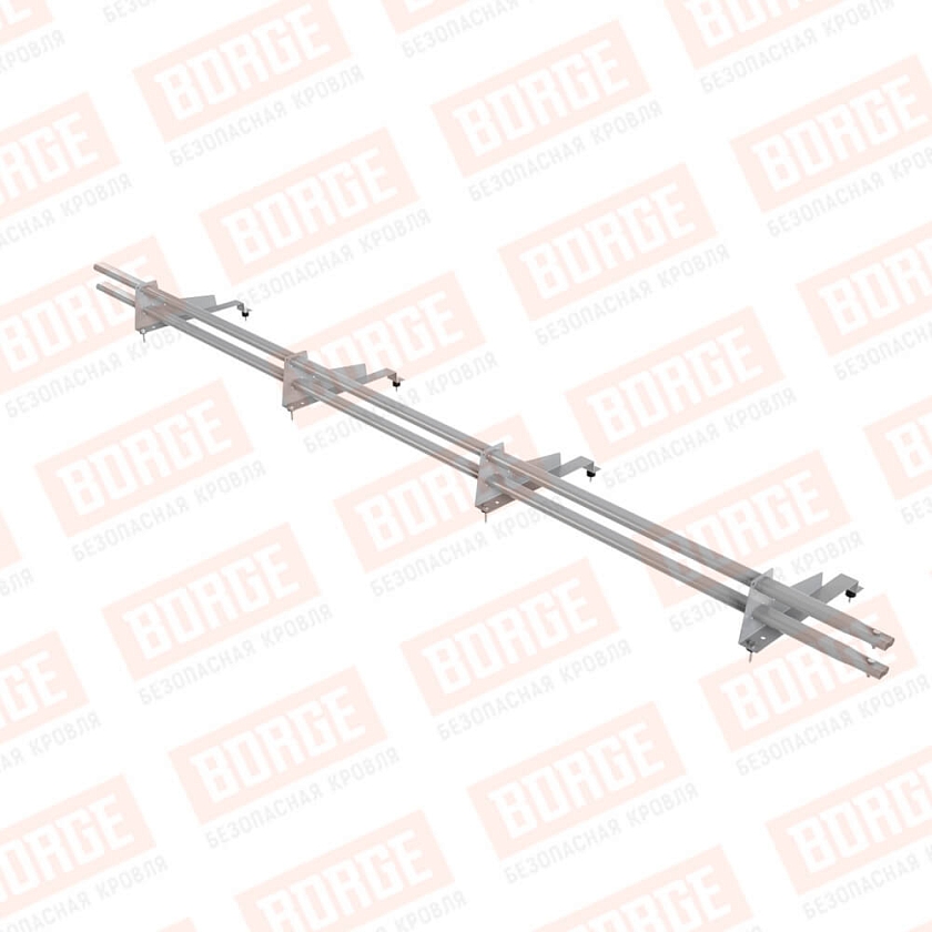 Снегозадержатель трубчатый Русский Рубеж 3м, 4 опоры, для МЧ с выс. ступенькой, сигнально-серый (RAL 7004), 400мм