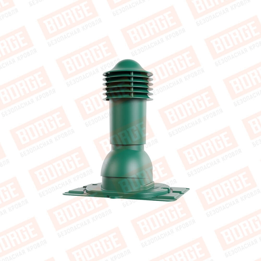 Труба вентиляционная Viotto с универсальным проходным элементом, d-110мм, h-550мм, утепленная, зеленый мох (RAL 6005)